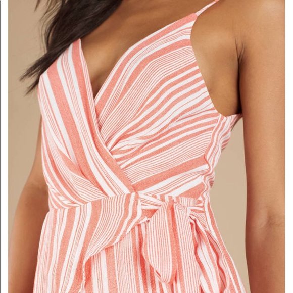 TOBI Annabel Coral Striped Jumpsuit - Picture 5 of 6